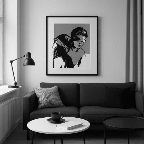 Contemporary Graffiti Couple Art – Stunning bold Blindfolded Portrait 20x25 by Sarv