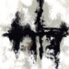 Powerful Noir Cross Abstract Art – Luxury Modern Textured Black and White Canvas Painting with bold black crosslines over a textured modern white background.