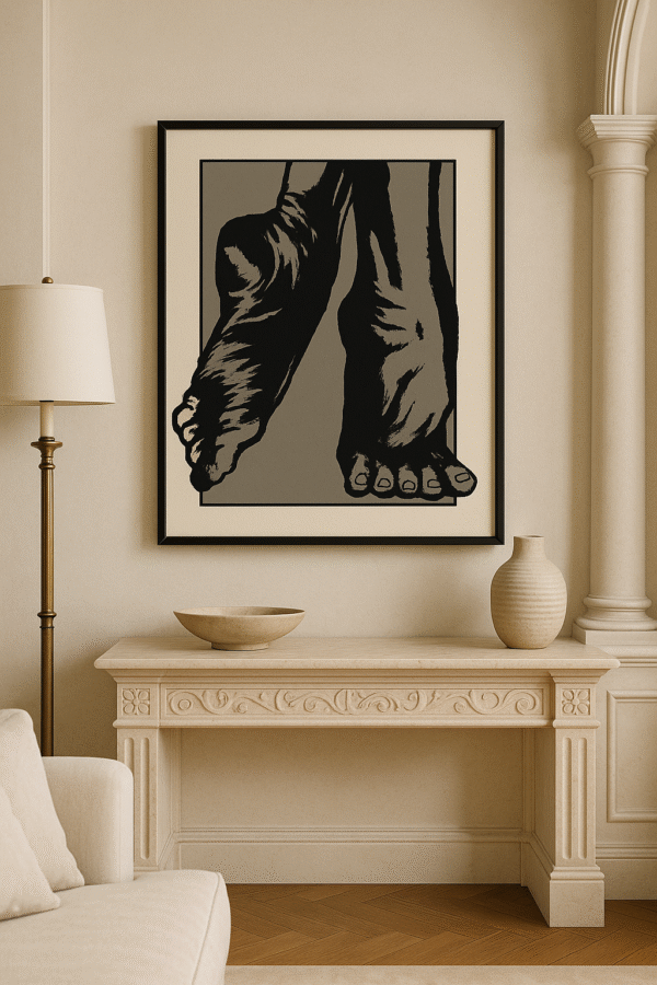 Urban Graffiti Style Art – Contemporary Feet Illustration Wall Decor 25"x 20"