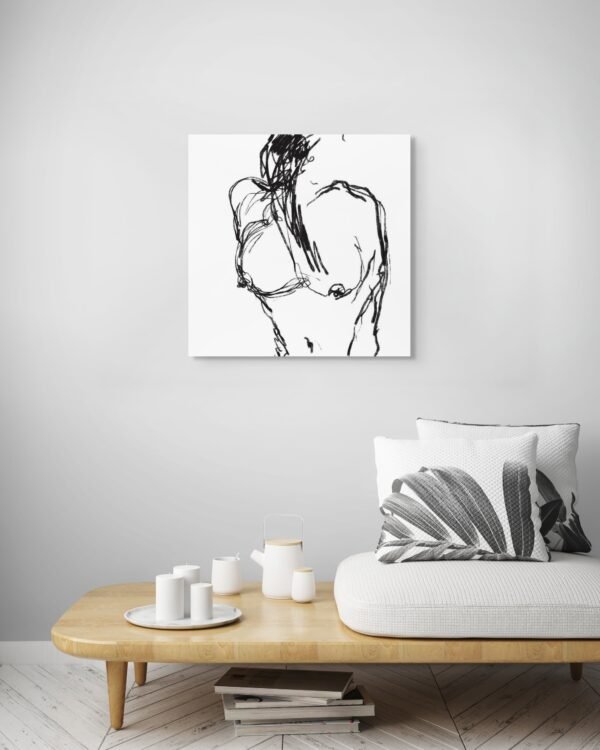 Abstract Nude Line Art Wall Art - Contemporary Black Ink Figure - Top 1