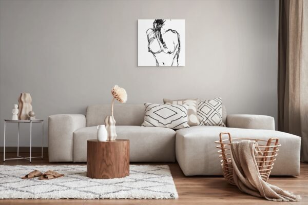 Abstract Nude Line Art Wall Art - Contemporary Black Ink Figure - Top 1