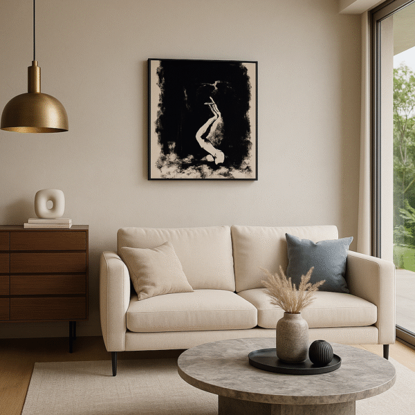 siluette 1 Expressive Nude Silhouette Art – Black Ink Style 25x20” Canvas Painting