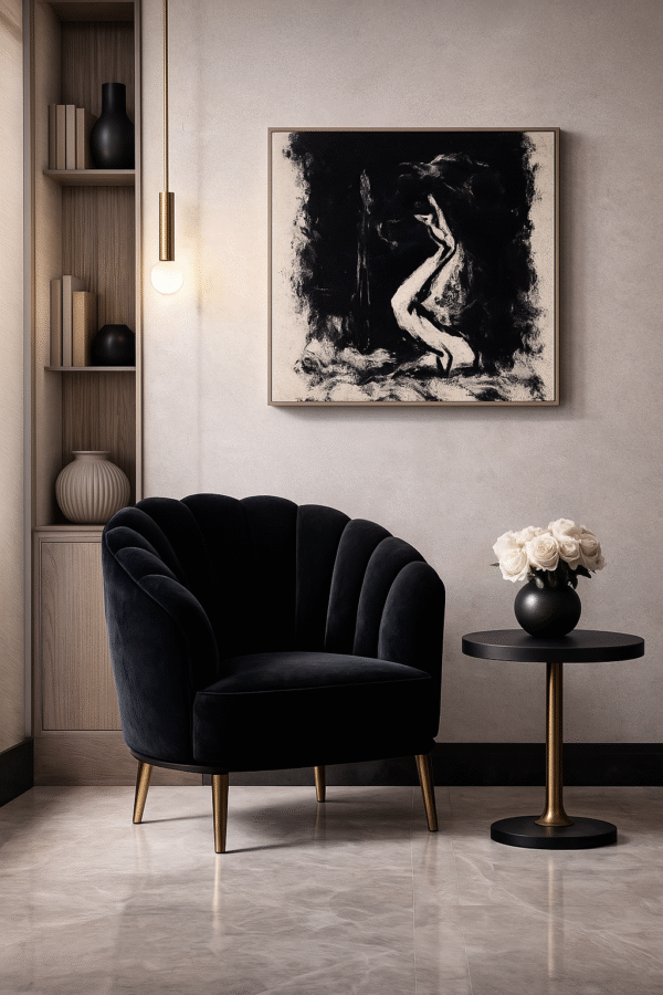 siluette 4 Expressive Nude Silhouette Art – Black Ink Style 25x20” Canvas Painting