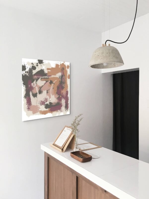 Terracotta and Mauve Abstract Wall Art – Powerful Modern Textured Contemporary Decor - 27"