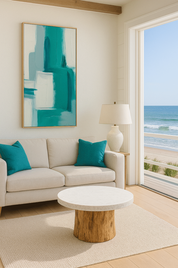 Powerful Turquoise Motion Abstract Art – Modern Textured Canvas Painting - 36"