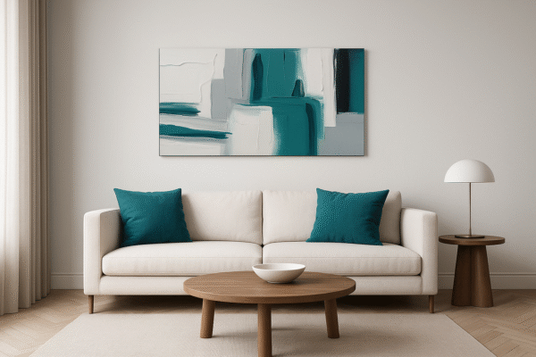 Powerful Turquoise Motion Abstract Art – Modern Textured Canvas Painting - 36"