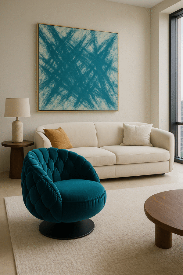 Vibrant Teal Energy Abstract Art – Modern Dynamic Canvas Painting - 32"