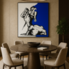 buette 3 Intense Blue Figure Expression – Luxury Contemporary Black and White Artwork - 25"