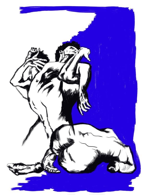 Intense Blue Figure Expression Luxury Contemporary Artwork Intense Blue Figure Expression - Luxury Contemporary Artwork