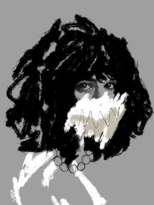 Modern abstract woman portrait in black and white contemporary canvas art with expressive brushstrokes and minimalist, contemporary style