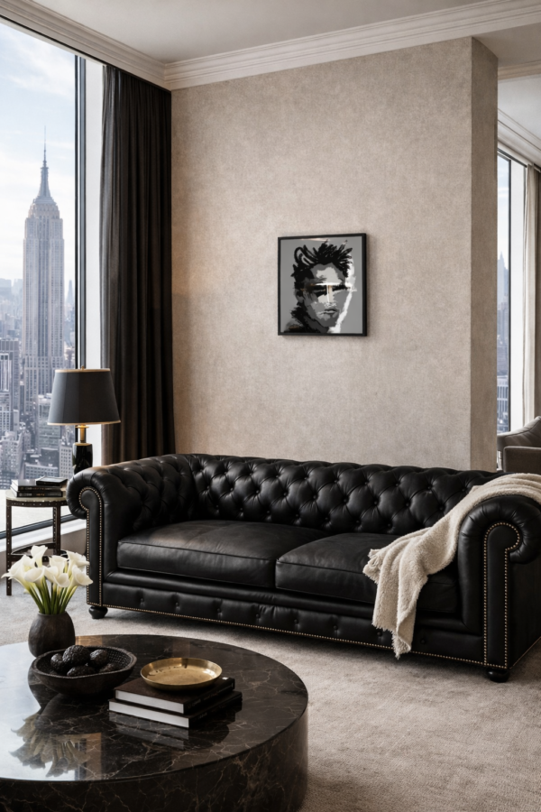 chester Black and White Abstract Portrait – Contemporary Wall Art Painting - 25"