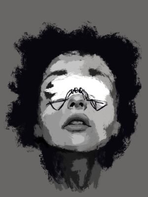 Modern Black and White Abstract Portrait Art Black and white abstract portrait art with expressive texture and emotional depth