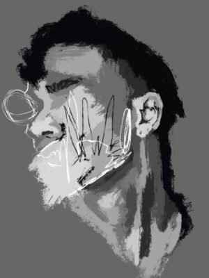 Contemporary Abstract Portrait in Black and White – Luxury Modern Wall Art