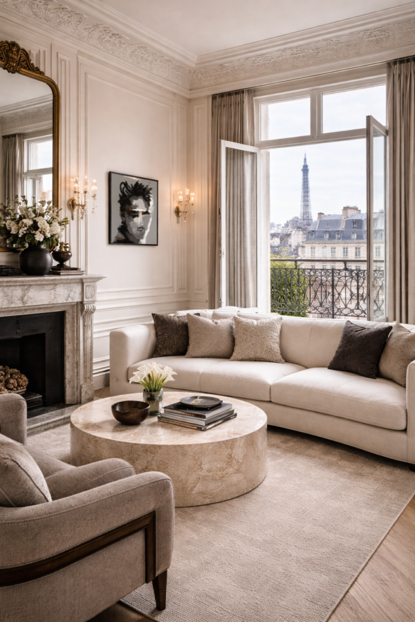 paris 1 Black and White Abstract Portrait – Contemporary Wall Art Painting - 25"