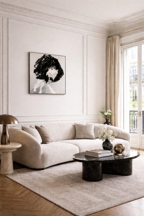 Modern Abstract Woman Portrait – Black and White Contemporary Canvas Art