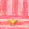 Yellow Bikini on Pink Textured Background – Modern Pop Summer Canvas Modern pop summer canvas wall art featuring a yellow bikini on a pink textured background with layered brush strokes.