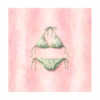 Sage Green Bikini Painting on Pink Stripes Sage Green Bikini Painting on Pink Stripes