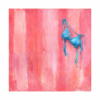 Modern pink pop summer canvas wall art featuring a blue bikini top on a textured pink background with layered brush strokes.