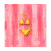 Butter Yellow Bikini Wall Art – Trendy Pink Aesthetic Canvas for Teen Girls Butter yellow bikini wall art on textured pink background, trendy aesthetic canvas painting for teen girl bedroom decor.