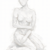Contemporary White Nude Art – Elegant Textured Female Figure Canvas Contemporary white nude art with textured female figure seated in minimalist monochrome canvas for modern interiors.