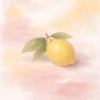 Sweet Summer Lemon Canvas – Soft Pink and Yellow Teen Room Decor Pastel lemon painting with soft pink and yellow background, aesthetic teen room wall art featuring a single lemon with green leaves.