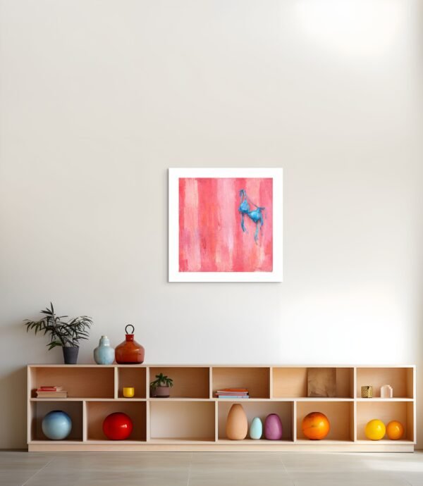 Modern Pink Pop Summer Canvas Wall Art – Blue Bikini Top on Pink Textured Background - #2E