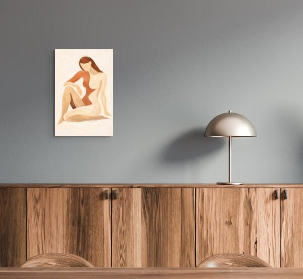 brown_nude_2 Modern Minimal Nude Woman Wall Art – Warm Earth Tone Figurative Canvas - 30"
