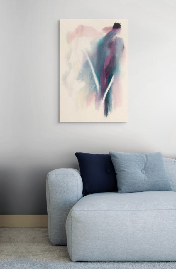 colori (1) Designer Abstract Wall Art – Modern Plum, Teal and Soft Pink Canvas -