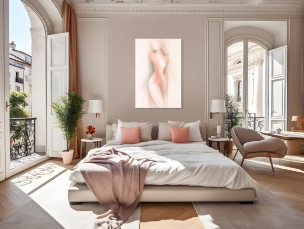 Large Modern Abstract Nude Woman Painting – Neutral Minimalist Feminine Wall Art - #20L