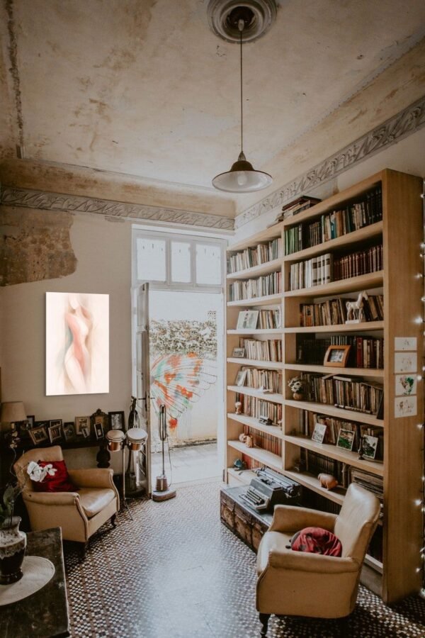 Large Modern Abstract Nude Woman Painting – Neutral Minimalist Feminine Wall Art - #20L