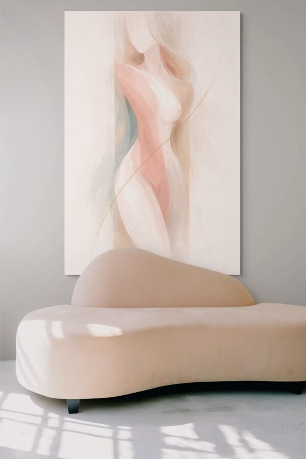Large Modern Abstract Nude Woman Painting – Neutral Minimalist Feminine Wall Art - #20L