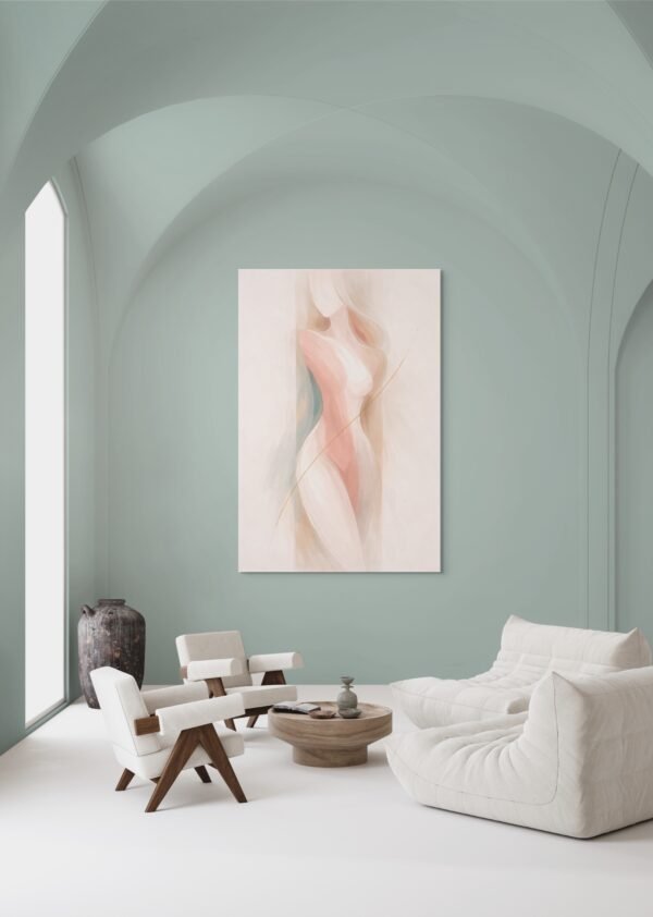 Large Modern Abstract Nude Woman Painting – Neutral Minimalist Feminine Wall Art - #20L