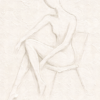 Luxury minimalist nude woman wall art featuring a white textured figurative canvas with a seated female silhouette in a modern neutral style.