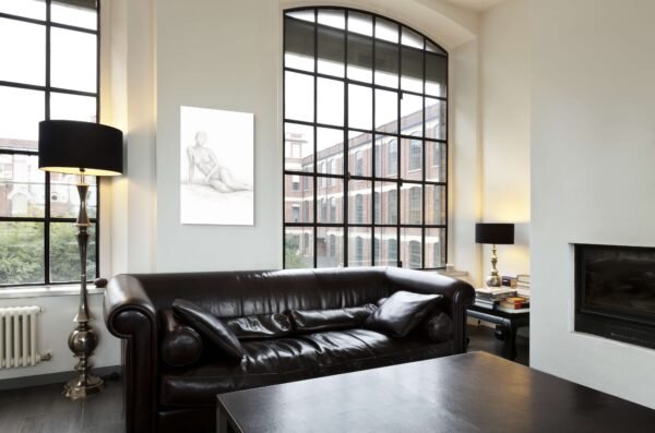 Minimalist Nude Woman Canvas – Elegant White Figurative Art - 24"