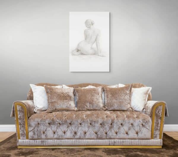 donna_bianca_sedura (1) Modern Nude Woman Wall Art – Luxury Minimal Figurative Painting - 24"