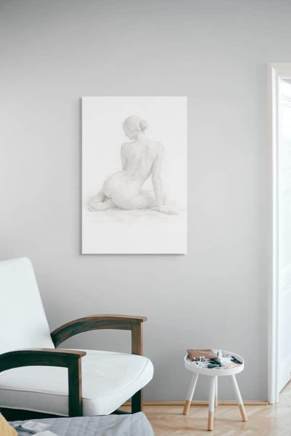 donna_bianca_sedura Modern Nude Woman Wall Art – Luxury Minimal Figurative Painting - 24"