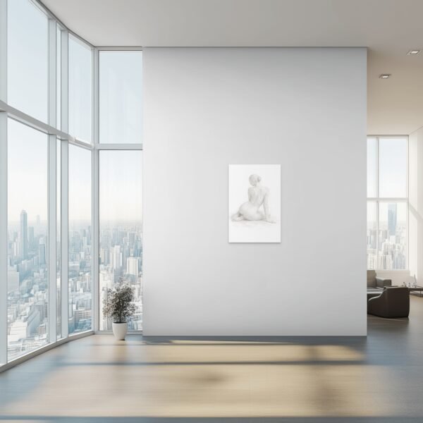 donna_bianca_seduta (1) Modern Nude Woman Wall Art – Luxury Minimal Figurative Painting - 24"