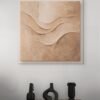 Modern Earth Tone Plaster Wall Art – Textured Abstract Canvas in Warm Beige and Terracotta - 40"