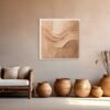 Modern Earth Tone Plaster Wall Art – Textured Abstract Canvas in Warm Beige and Terracotta - 40"