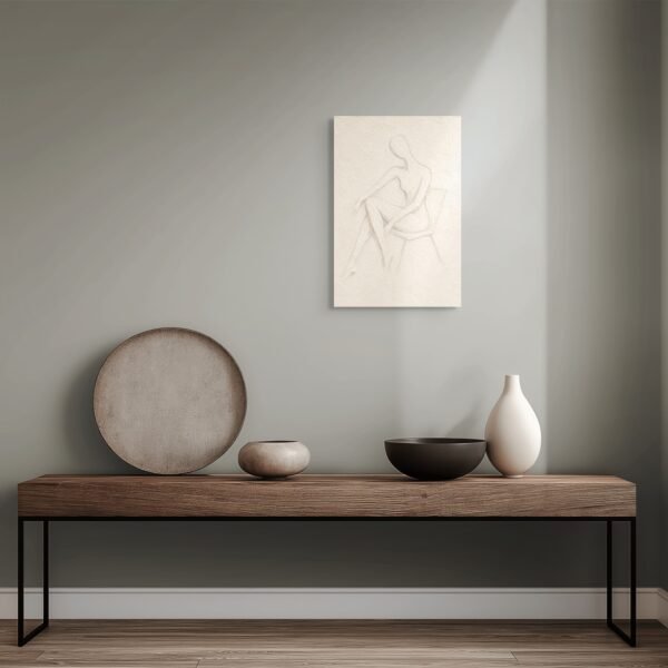 Luxury Minimalist Nude Woman Wall Art – White Textured Figurative Canvas for Modern Interiors - 24