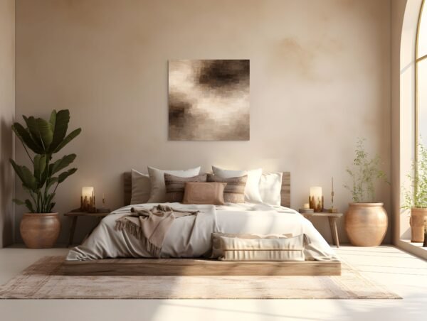 Mocha Mousse Palette Abstract Wall Art – Textured Neutral Canvas for Luxury Modern Interiors -32"