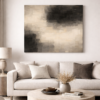 Modern Neutral Abstract Wall Art – Textured Beige, Taupe and Charcoal Canvas Painting for Luxury Interiors - 48"