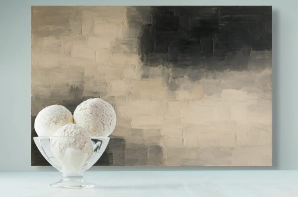 Modern Neutral Abstract Wall Art – Textured Beige, Taupe and Charcoal Canvas Painting for Luxury Interiors - 48"