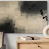 Modern Neutral Abstract Wall Art – Textured Beige, Taupe and Charcoal Canvas Painting for Luxury Interiors - 48"