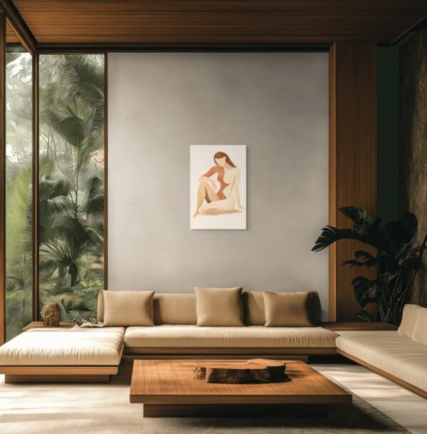 nude_brown Modern Minimal Nude Woman Wall Art – Warm Earth Tone Figurative Canvas - 30"