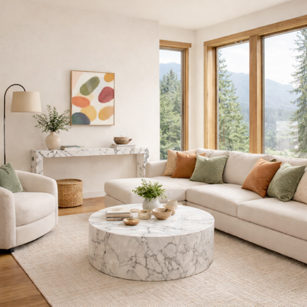 ovali e calacatta Modern Abstract Oval Wall Art – Colorful Textured Canvas in Ochre, Coral, Sage and Blush - Top 1