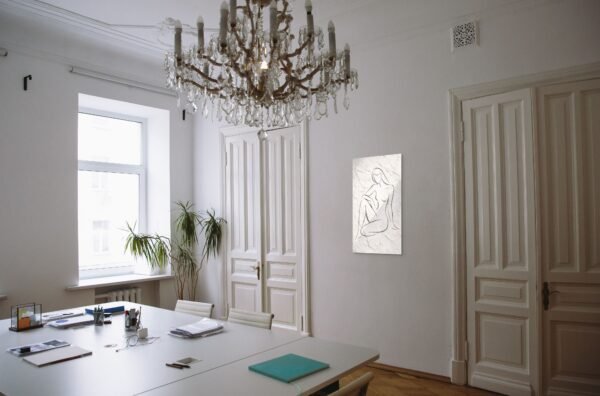 Parisienne Style Minimal Line Art – Textured Nude Woman Canvas for Elegant Interiors - 32"