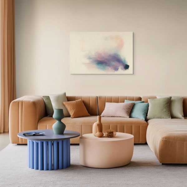 Designer Abstract Canvas – Dreamy Plum, Aqua and Blush Wall Art - 25"