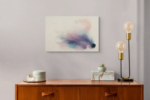 Designer Abstract Canvas – Dreamy Plum, Aqua and Blush Wall Art - 25"