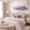 Designer Abstract Canvas – Dreamy Plum, Aqua and Blush Wall Art - 25"